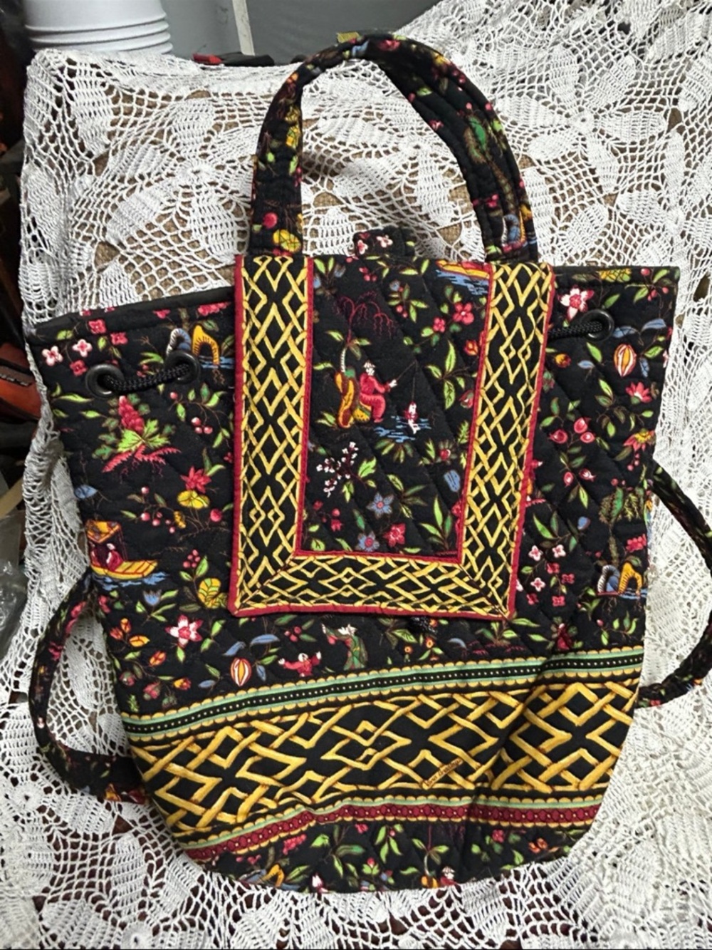 Vera Bradley drawstring backpack retired Ming pattern